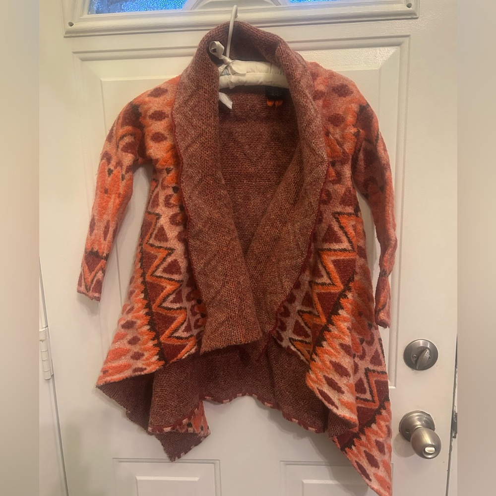 🌟Rare Anthropologie Sleeping on Snow Fair Isle Draped Sweater Coat  XS 2000s